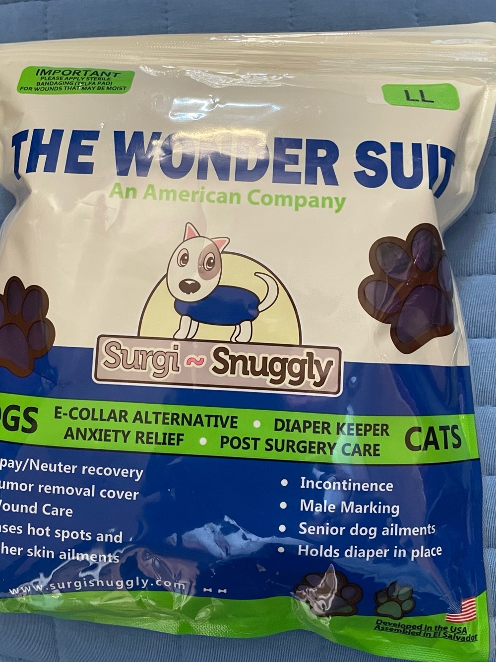 The Wonder Suit LL Blue Pet Recovery Suit